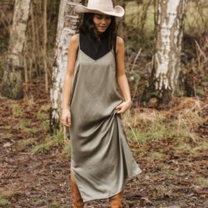Jackson Rowe Elskandi Satin Slip Dress Cactus